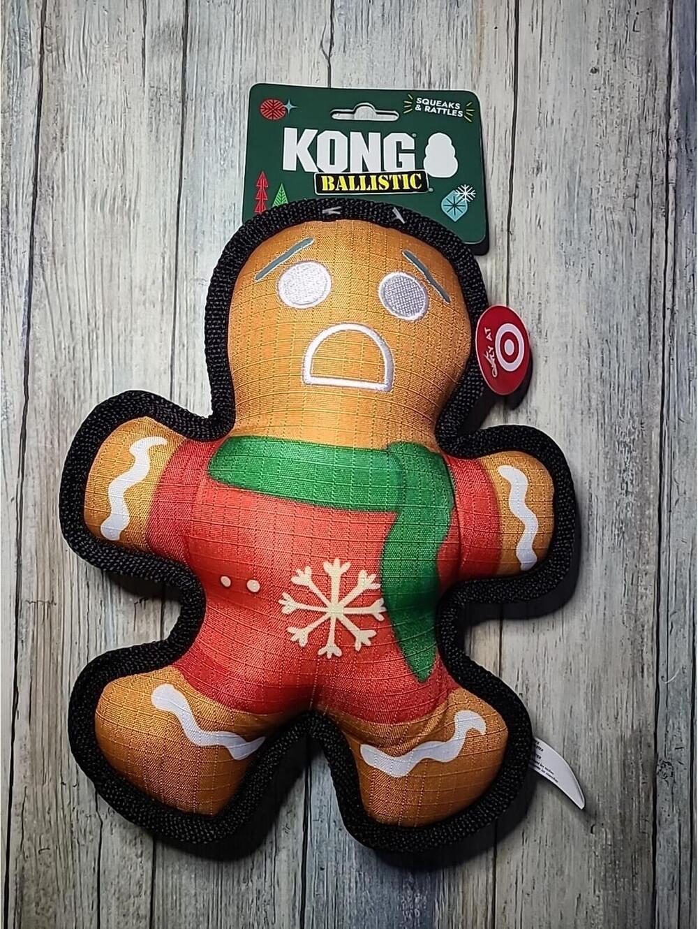 Kong Christmas Holiday Ballistic Gingerbread Man Dog Toy for M-L Dog Sizes NWT